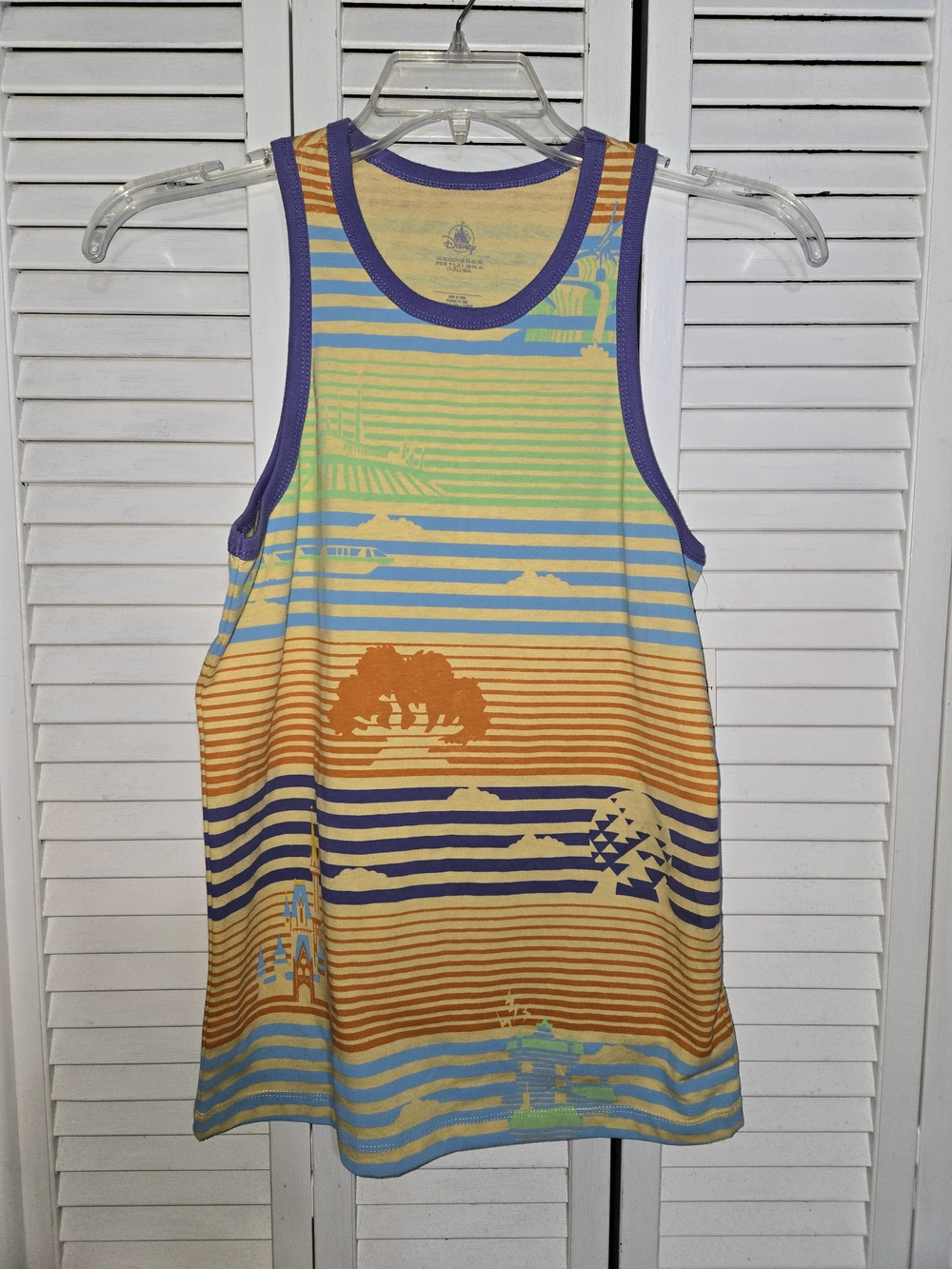 Disney Men's XS Striped Tank - Yellow, Orange, Blue, Purple NEW